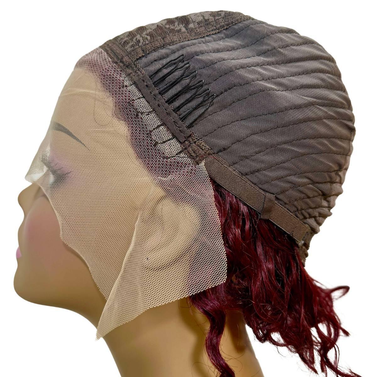 Burgundy Ombre Curly 13x4 Transparent Lace Front Pixie Wig