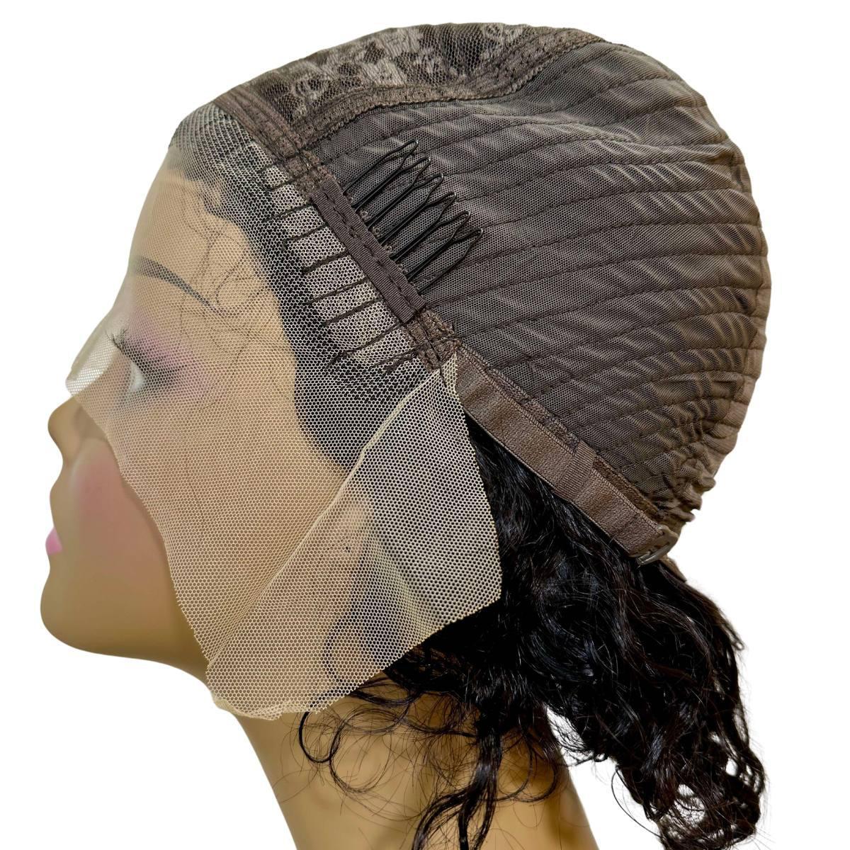 Natural Black Curly 13x4 Transparent Lace Front Pixie Wig