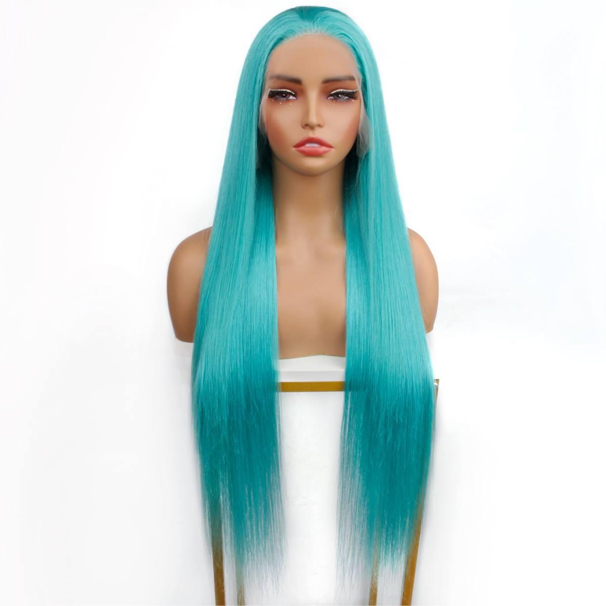 Aqua Blue Body Wave 13x4 Transparent Lace Front Wig