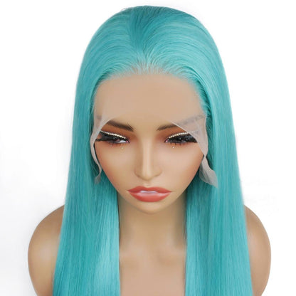 Aqua Blue Body Wave 13x4 Transparent Lace Front