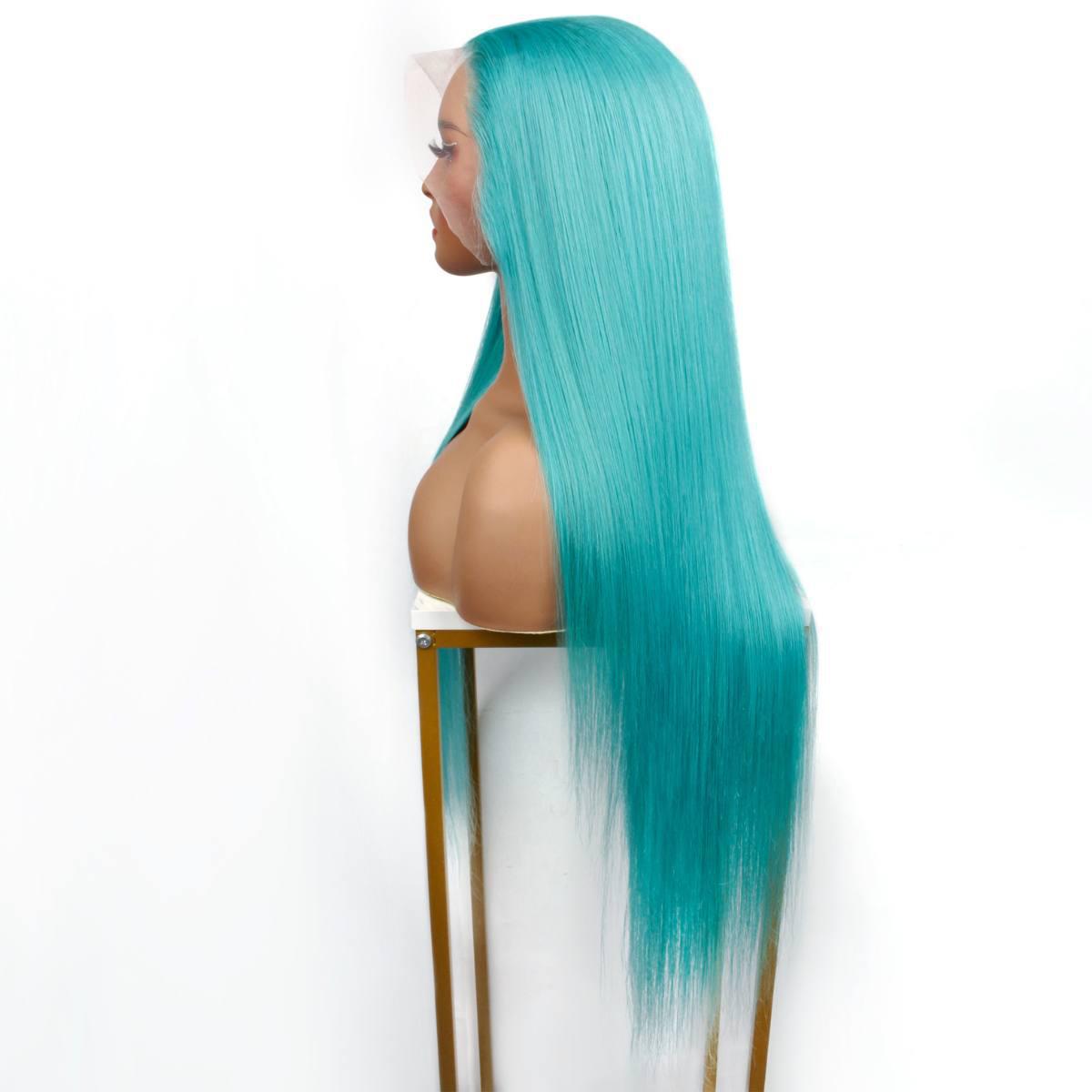 Aqua Blue Body Wave Transparent Lace Front