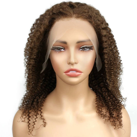 Brown Kinky Curly Transparent Lace Wig 