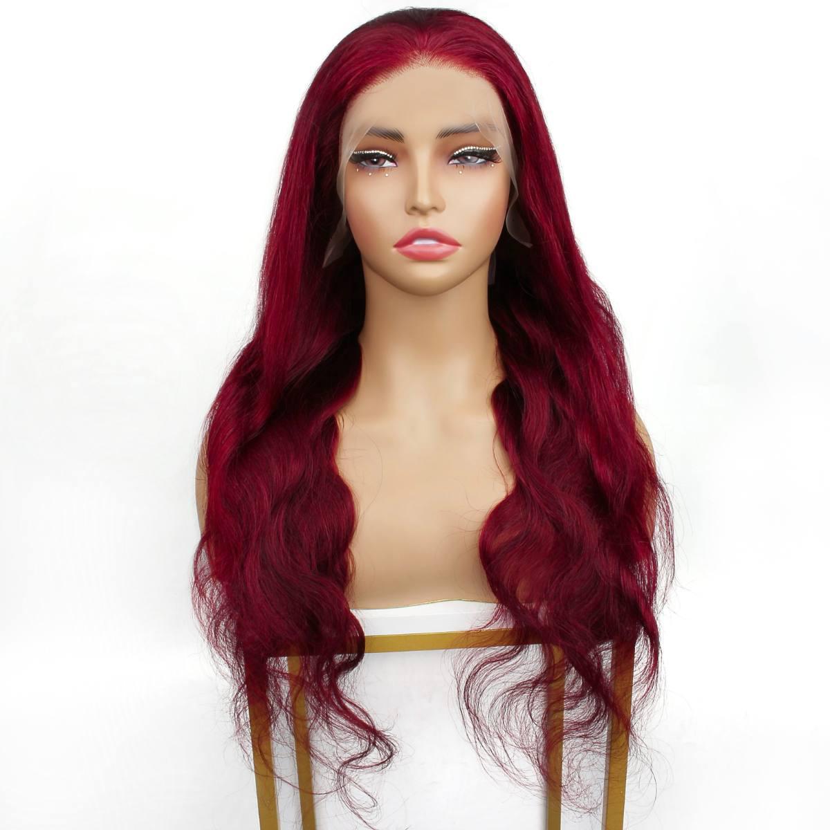 Burgundy Body Wave 13x4 Transparent Lace Front Wig