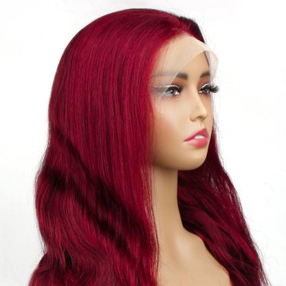 Burgundy Body Wave 13x4 Transparent Lace Front