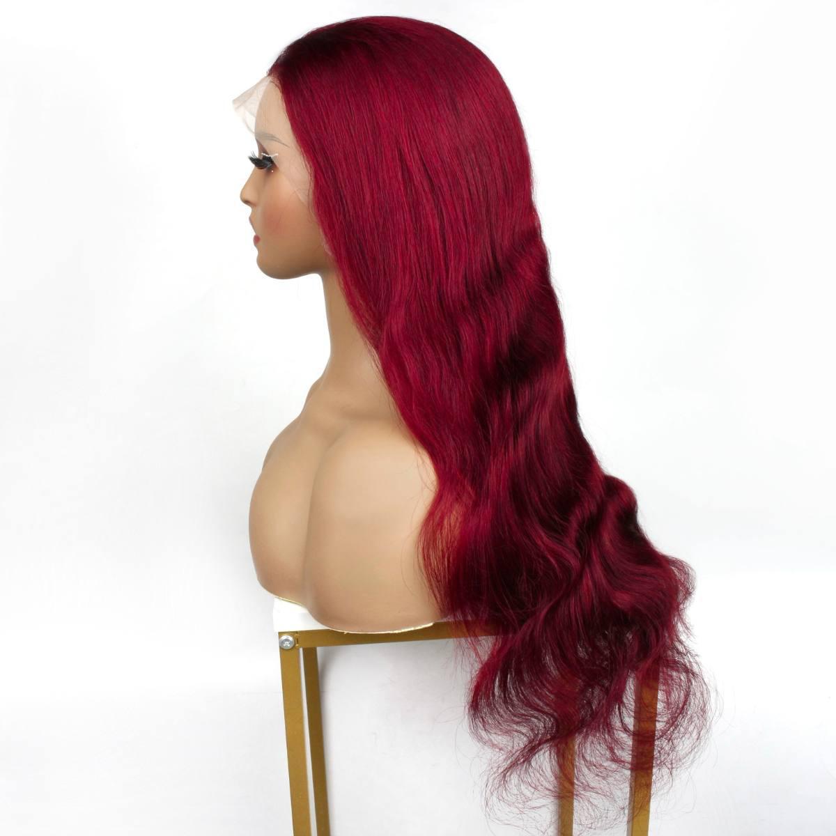 Burgundy Body Wave 13x4 Transparent Lace Wig