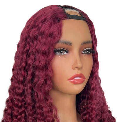 Burgundy Ocean Wave V Part Wig Close