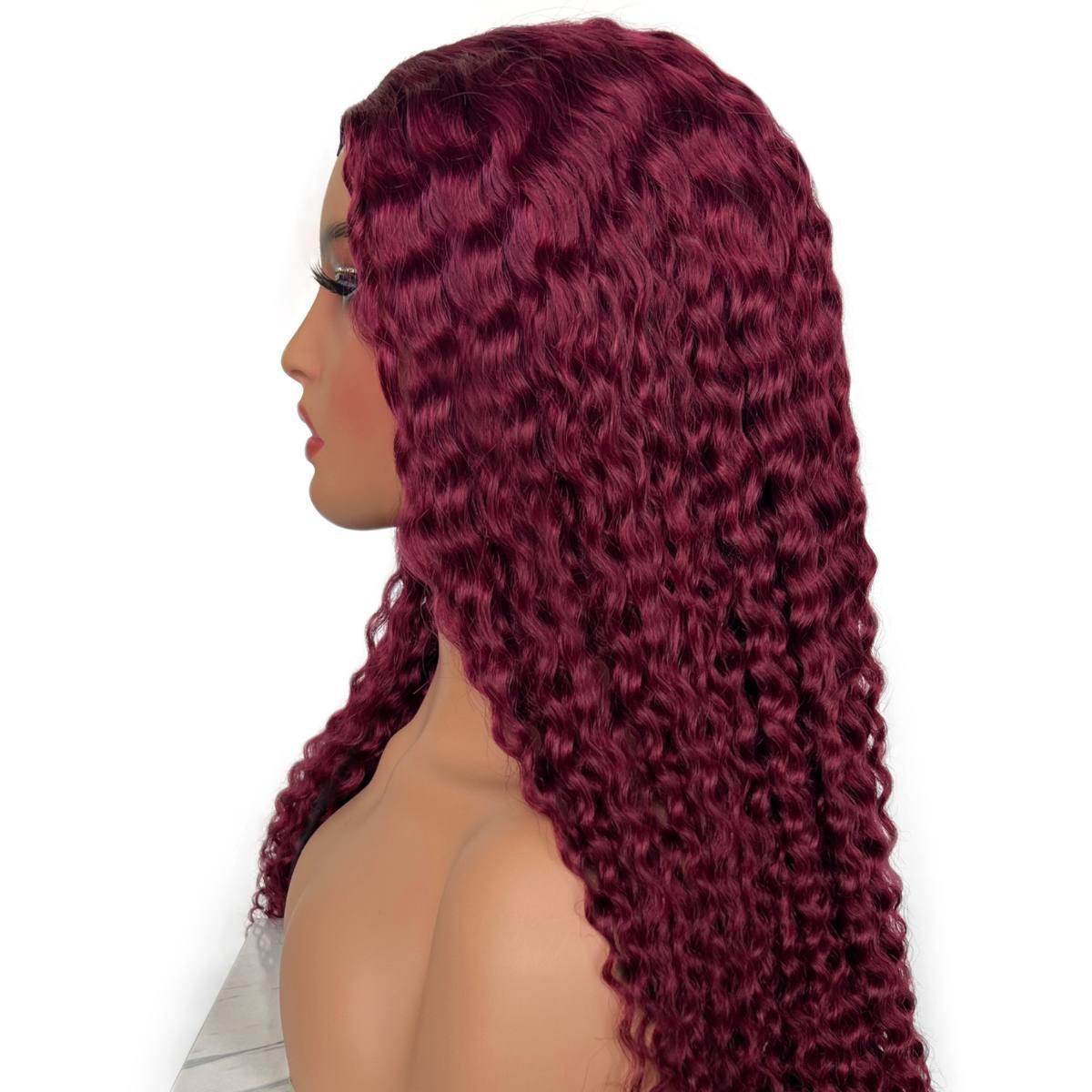 Burgundy Ocean Wave V Part Wig Side