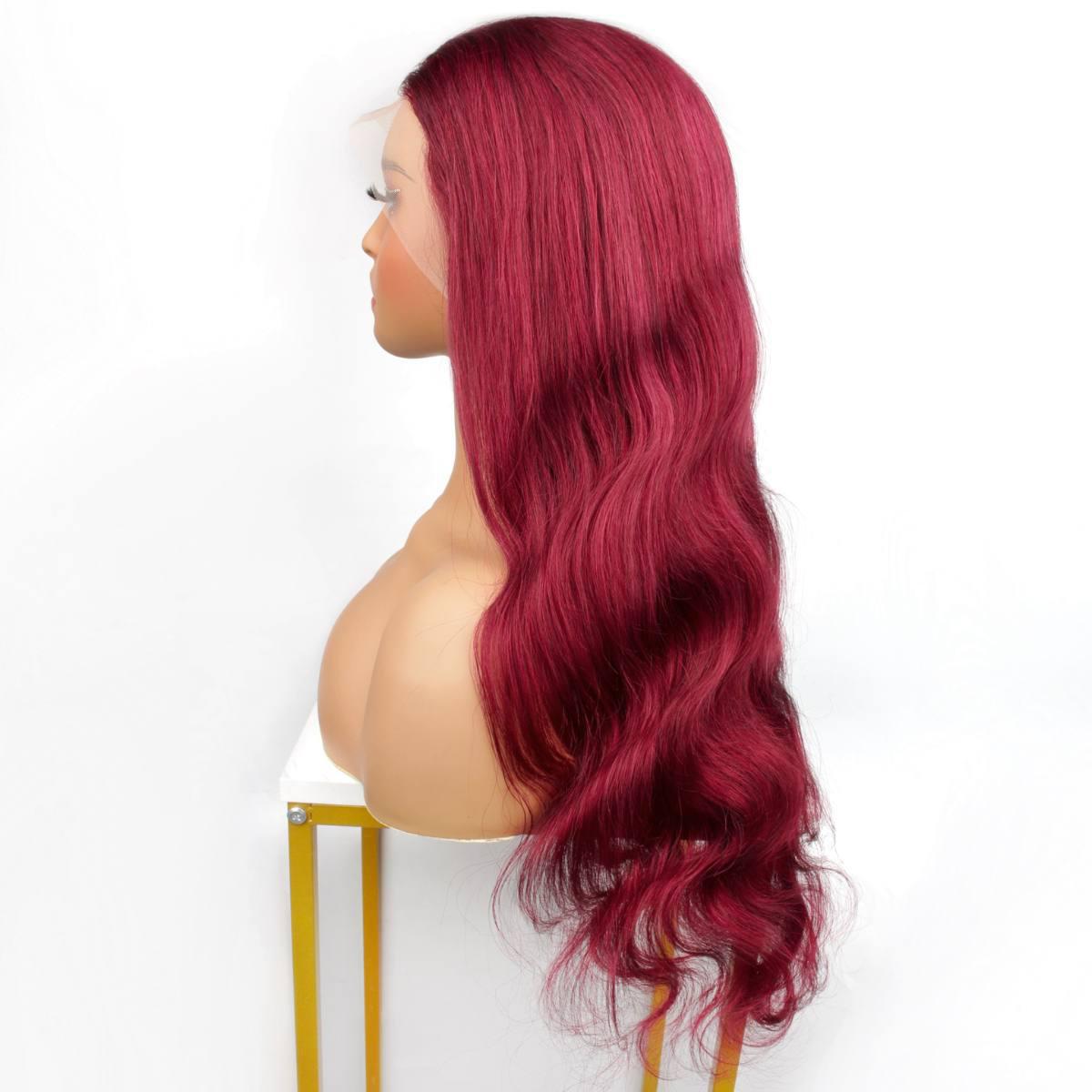 Cherry Red Body Wave 13x4 Transparent Lace