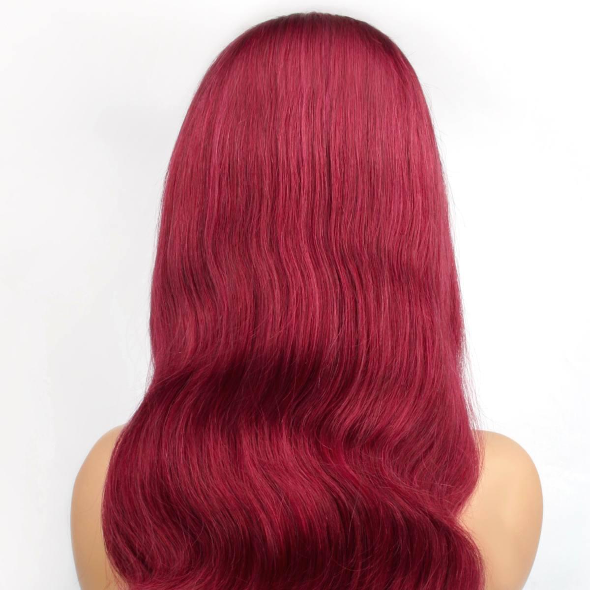 Cherry Red Body Wave 13x4 Transparent Wig