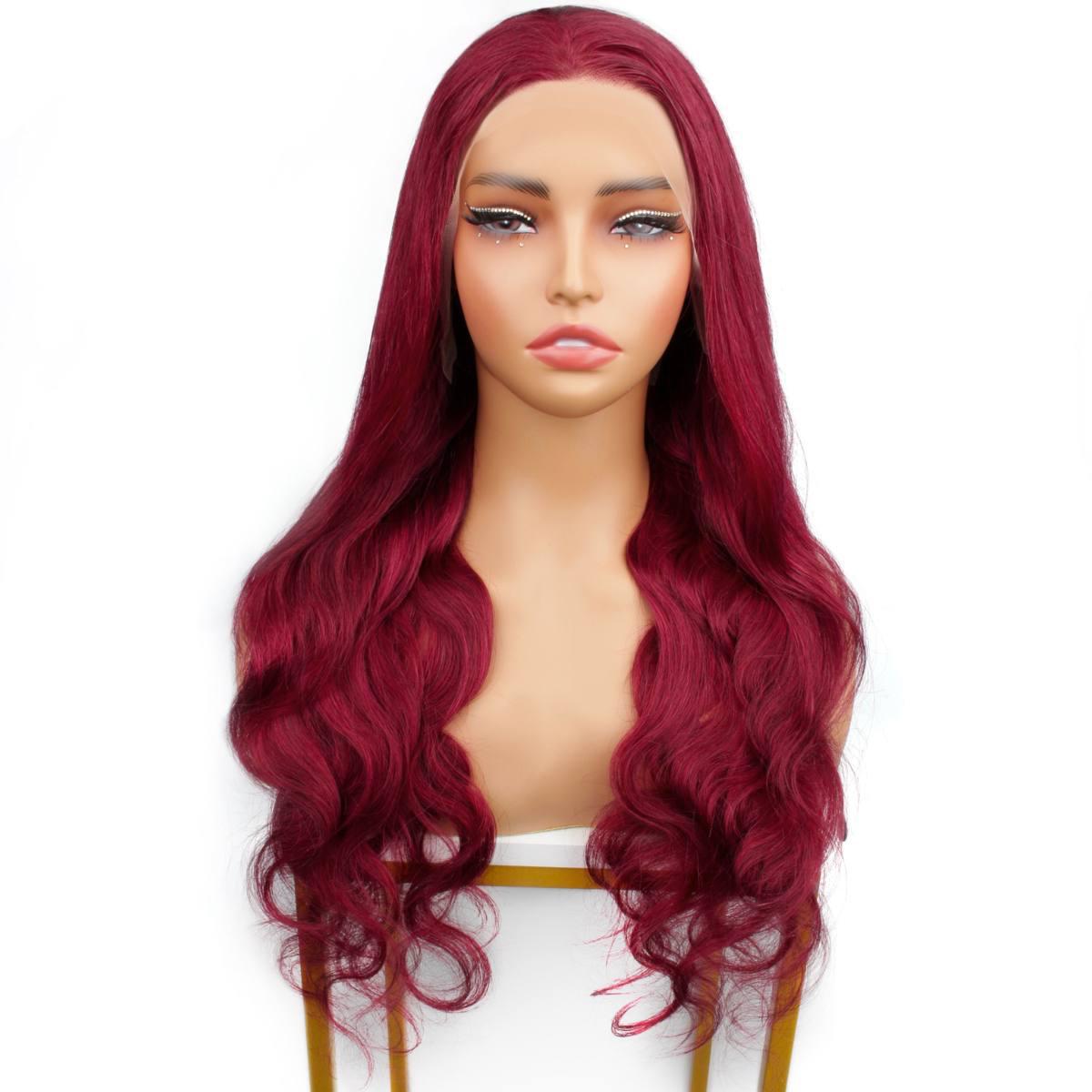 Cherry Red Body Wave 13x4 Transparent Lace Front Wig