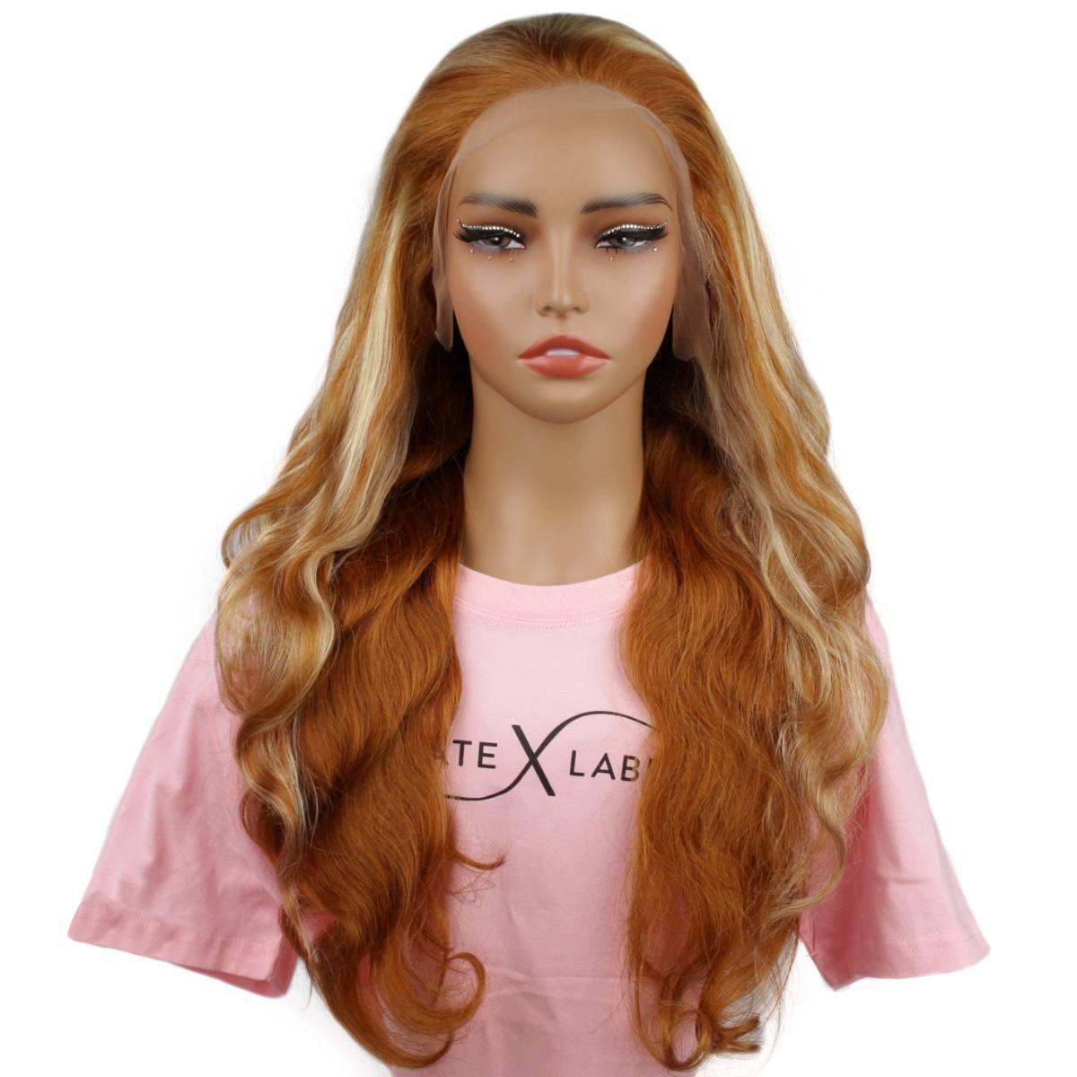 Copper Blonde Highlight Straight 13x4 Transparent Lace Front Wig