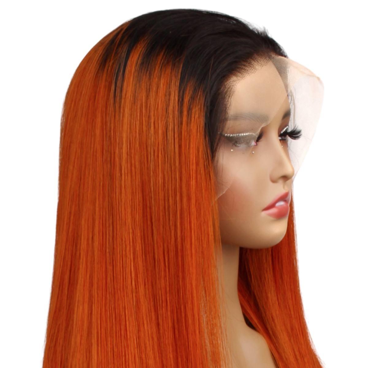 Copper Ombre Straight 13x4 Transparent Lace Front