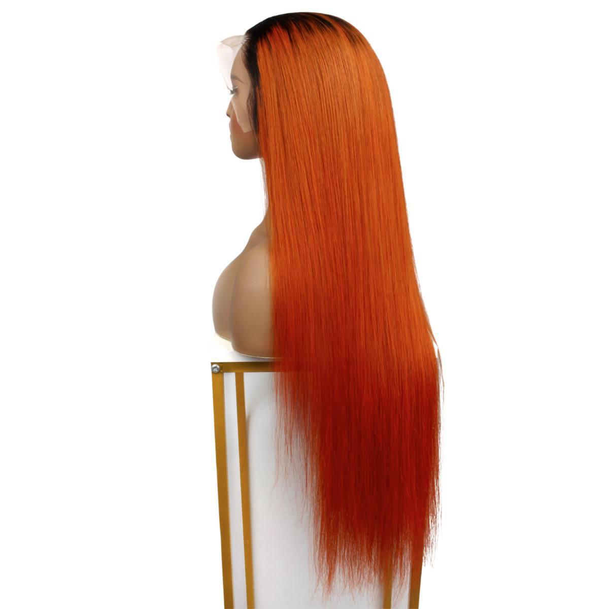 Copper Ombre Straight Transparent Wig