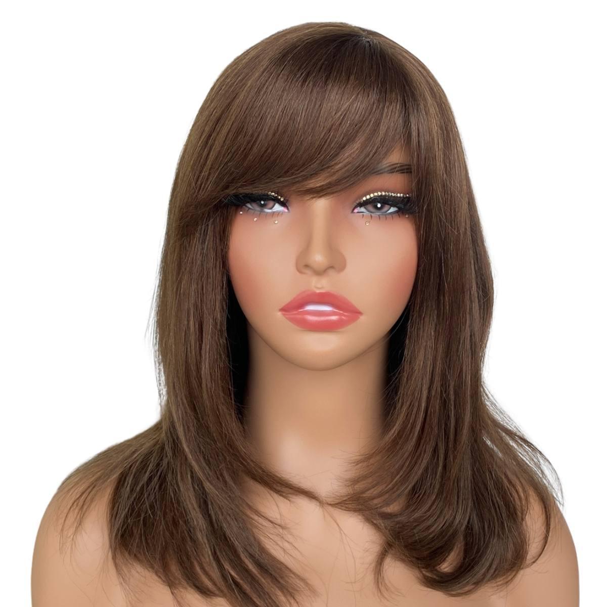 Dark Brown Straight Capless Bang Wig