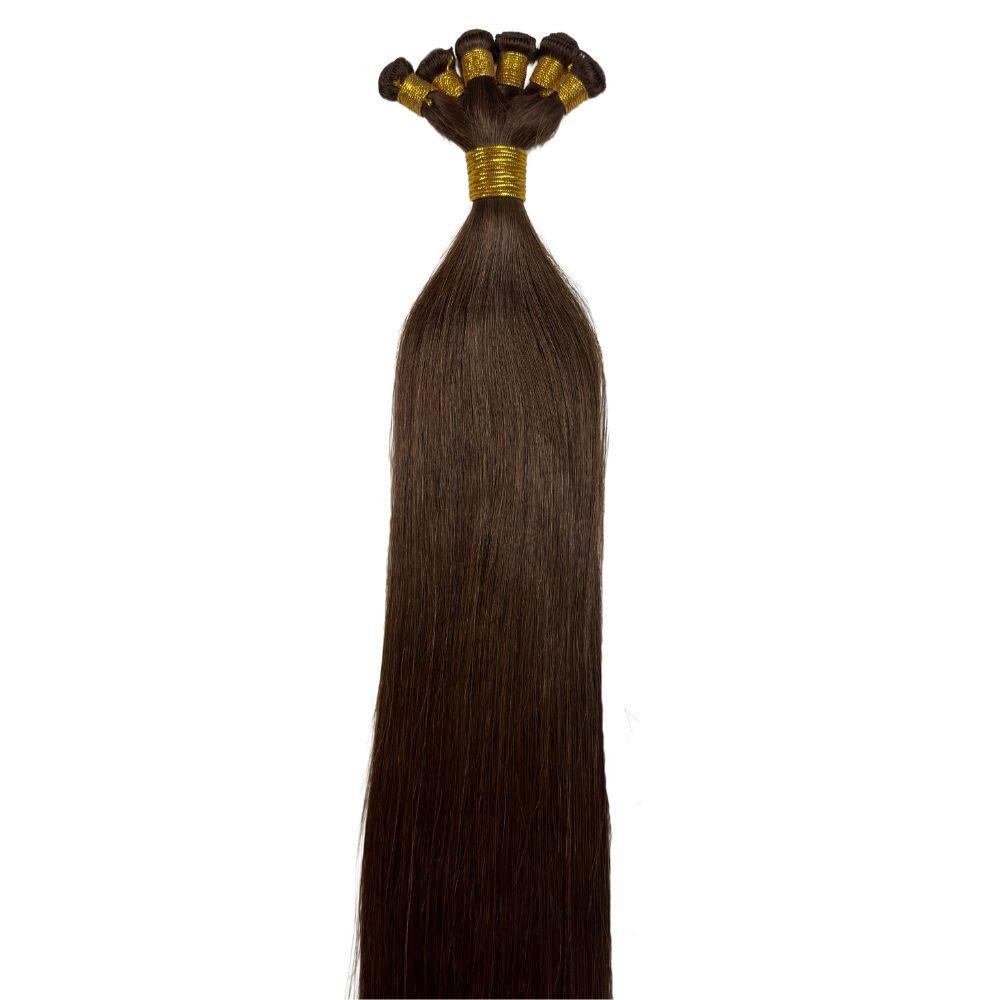 Far View of Dark Brown Straight Handtied Wefts