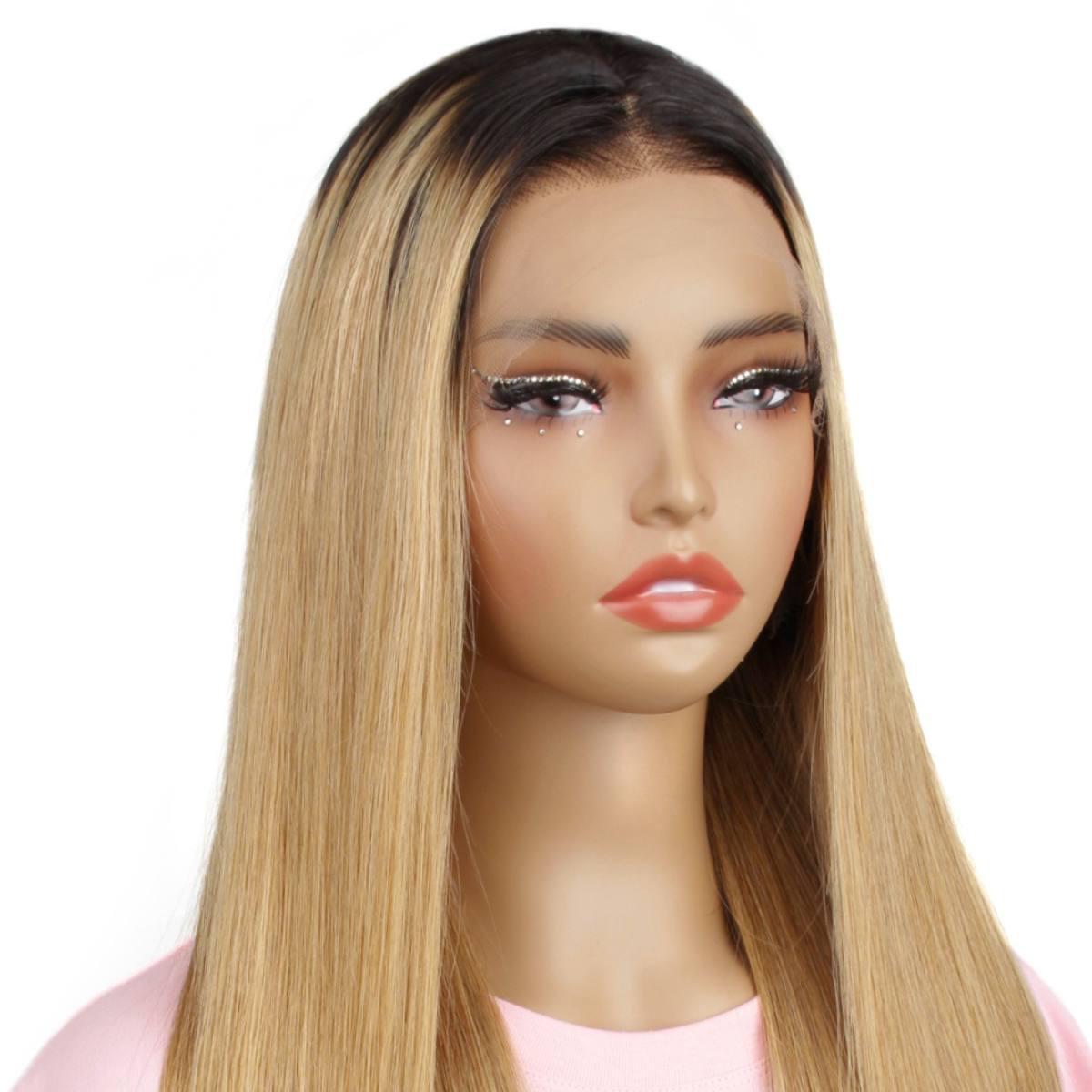 Honey Blonde Ombre Straight 13x4 HD Wig