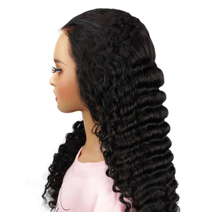 Jet Black Deep Wave 13x4 HD Wig Side