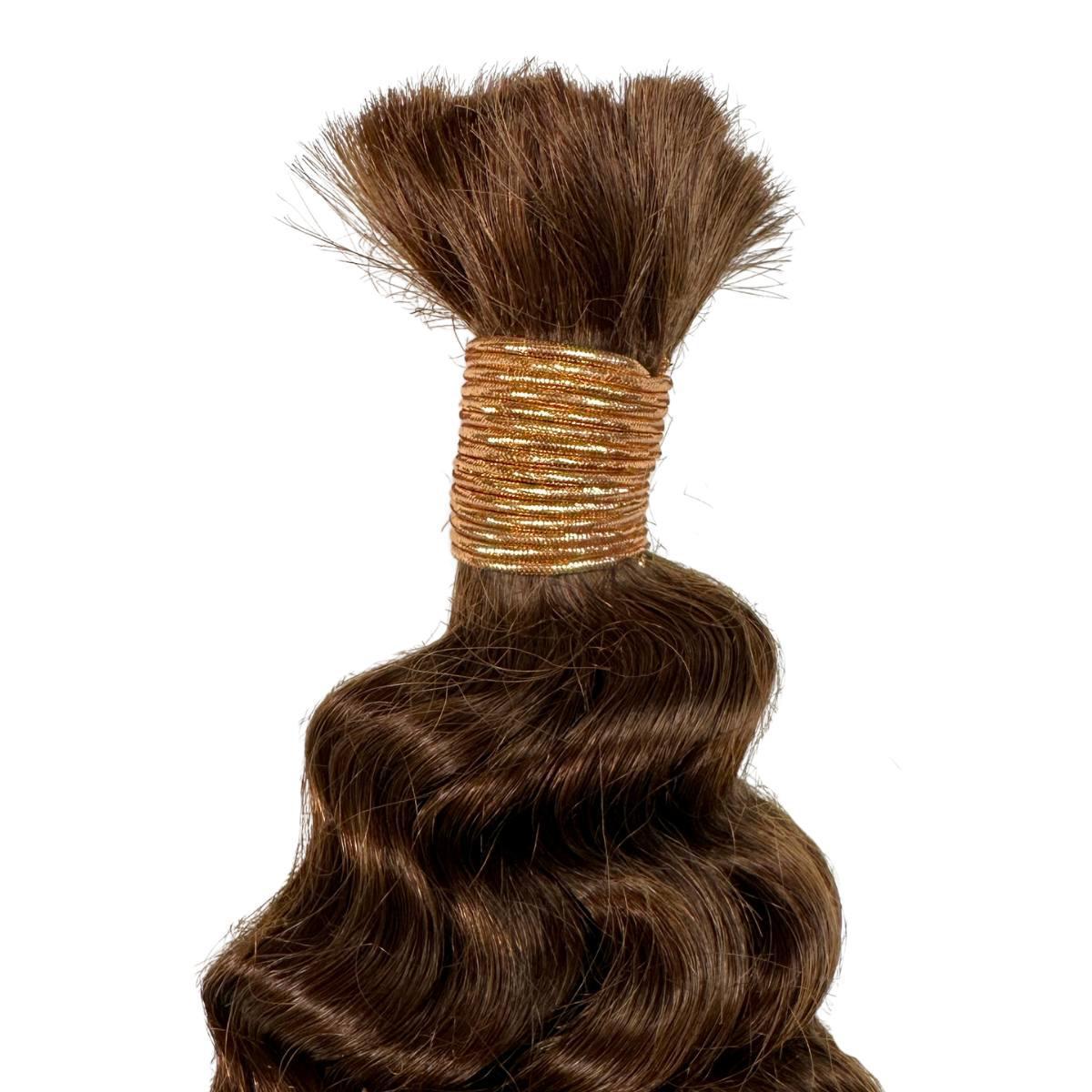 Medium Brown Deep Wave Bulk Hair