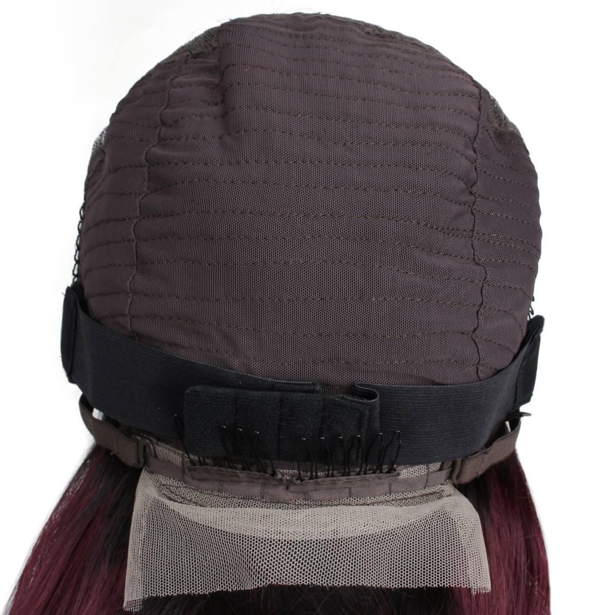 Ombre Burgundy Straight 13x6 Cap Back