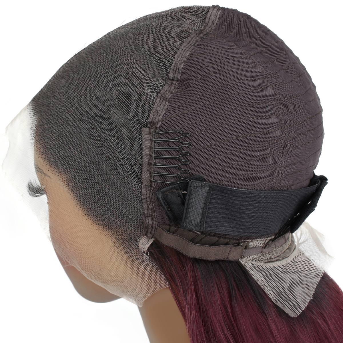 Ombre Burgundy Straight 13x6 Cap