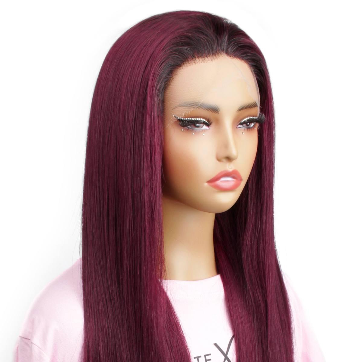 Ombre Burgundy Straight 13x6 HD Lace Wig