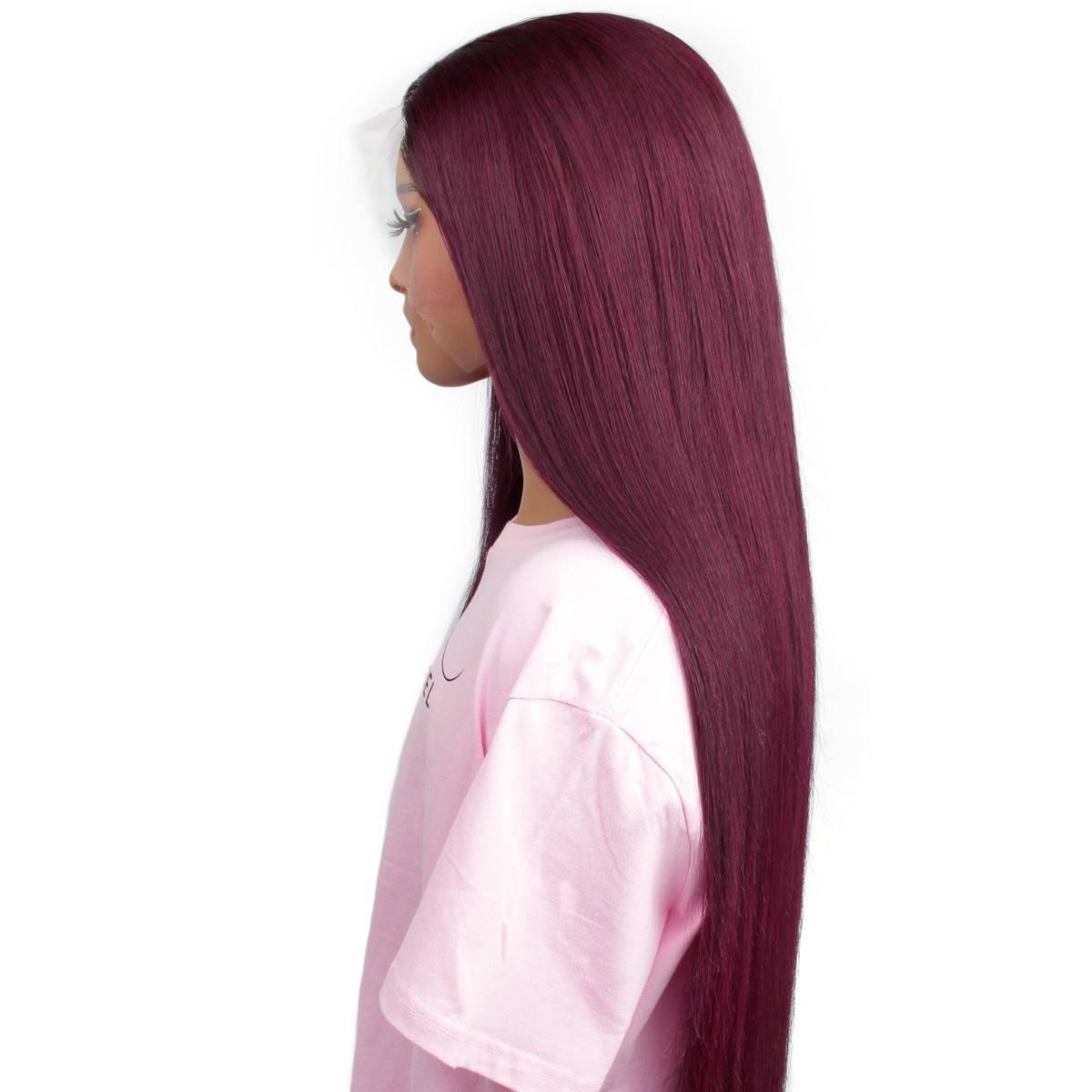 Ombre Burgundy Straight 13x6 HD Wig