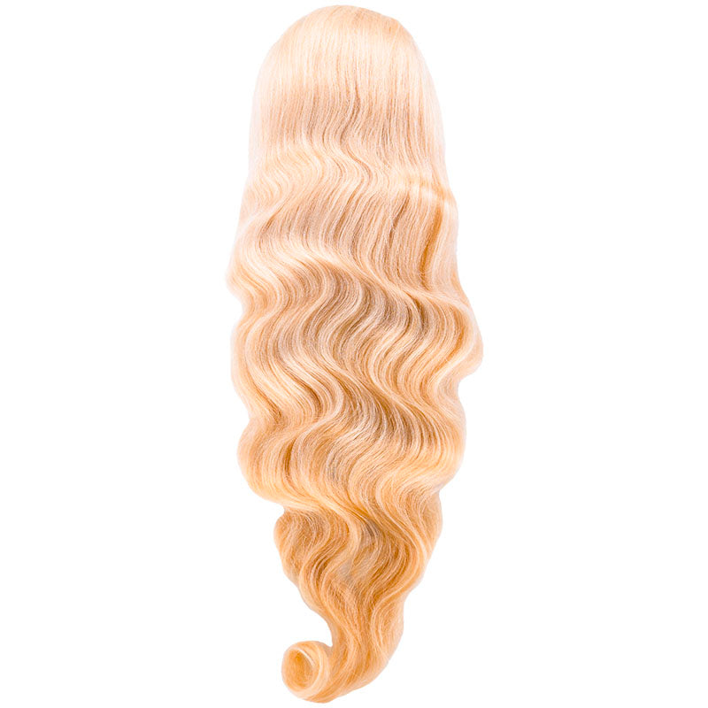 back view of blonde body wave lace front wig 