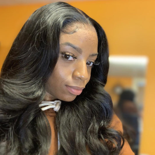 customer wearing body wave bundle deal