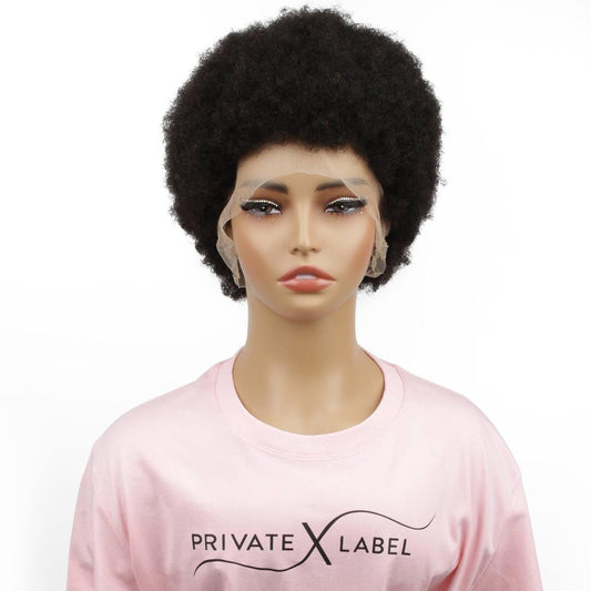 Natural Black Transparent Full Lace Afro Wig