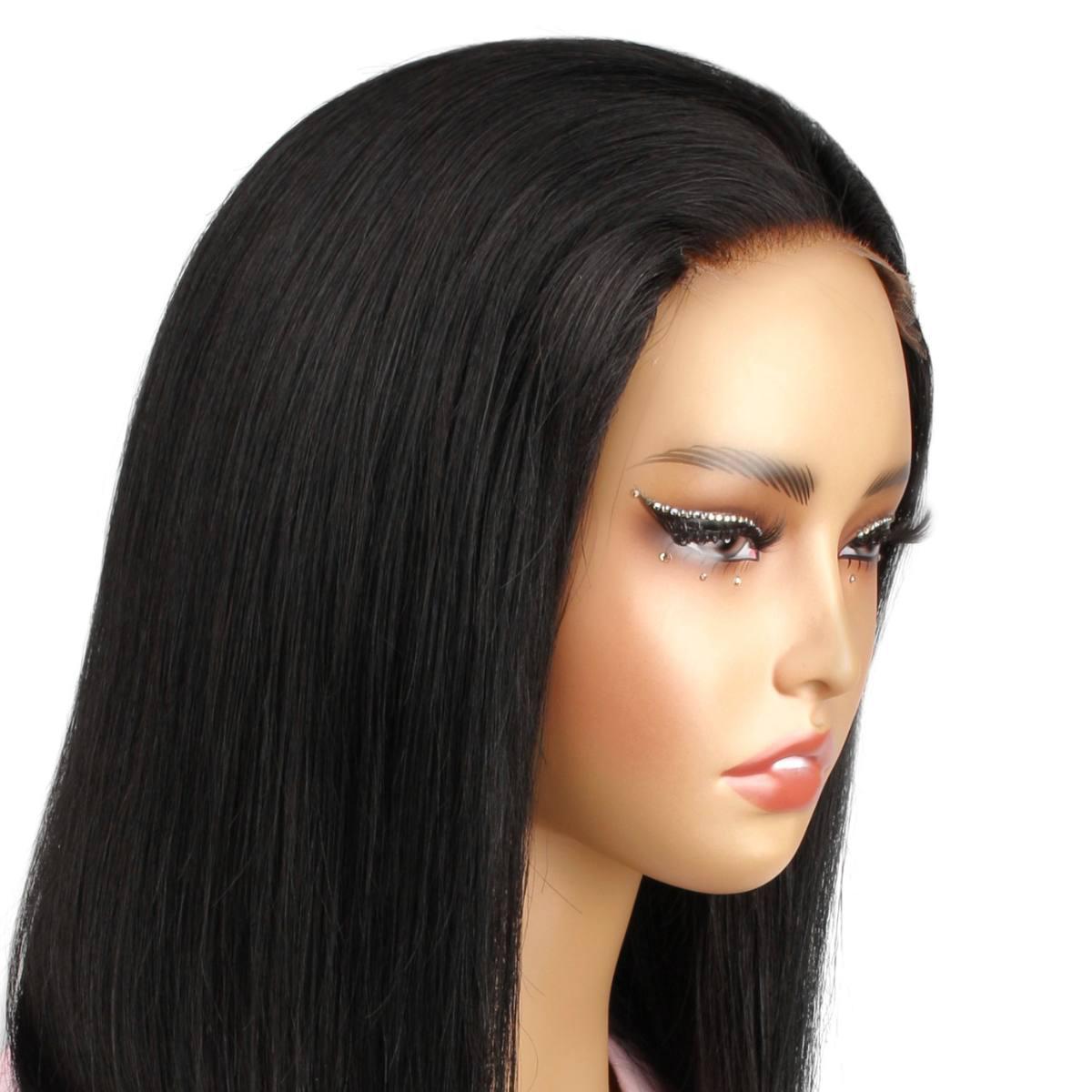 jet black 4x4 hd closure wig side