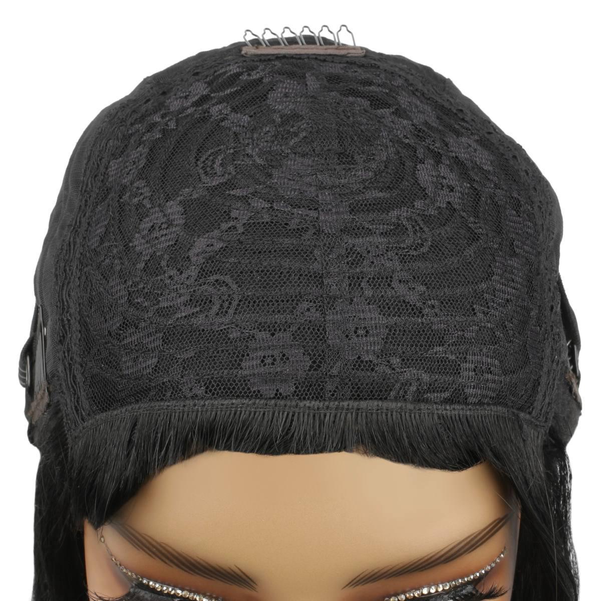 jet black bob bang cap