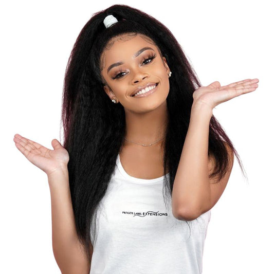 Virgin Hair Kinky Straight Bundles with 13x4 Transparent Frontal