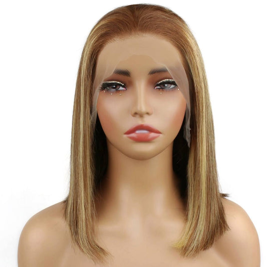 light highlight straight bang bob wig