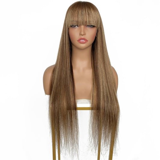 light hightlight straight bang wig