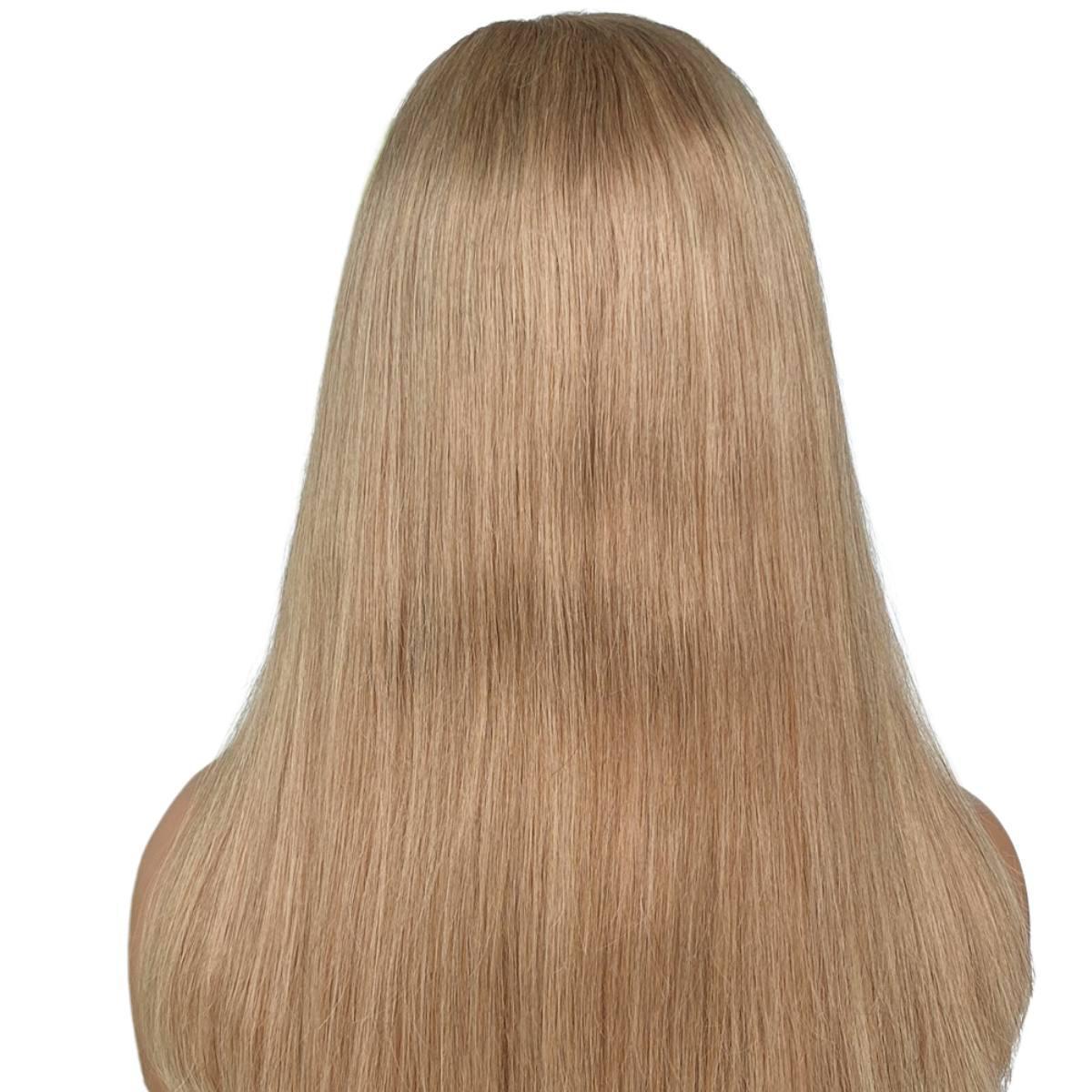 medium ash blonde capless wig back