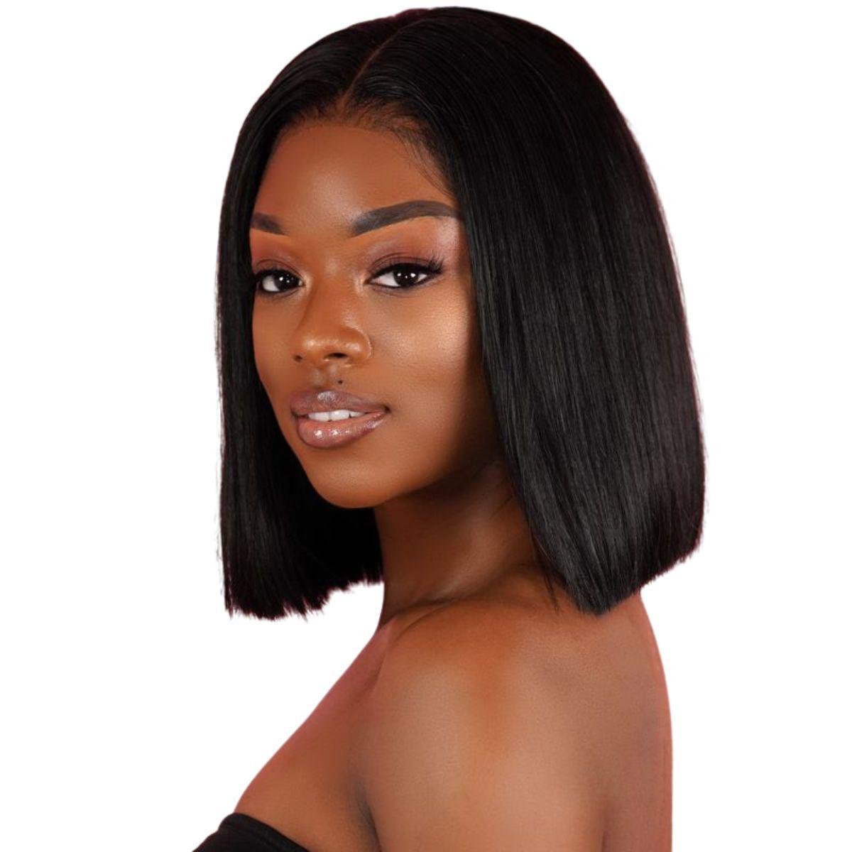 Model Wearing Straight Bundles